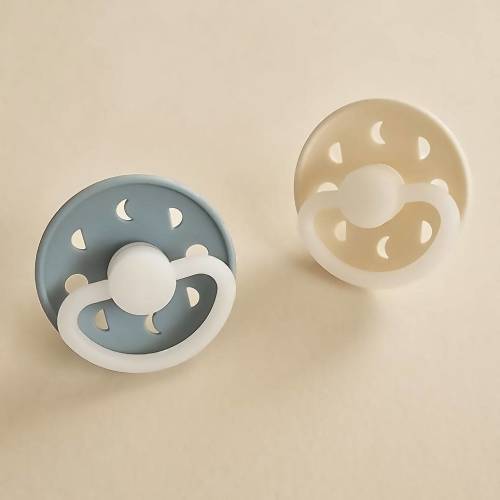 Frigg Pacifier Moon Night - 2 Pack - Stone Blue & Cream – Petit Filippe