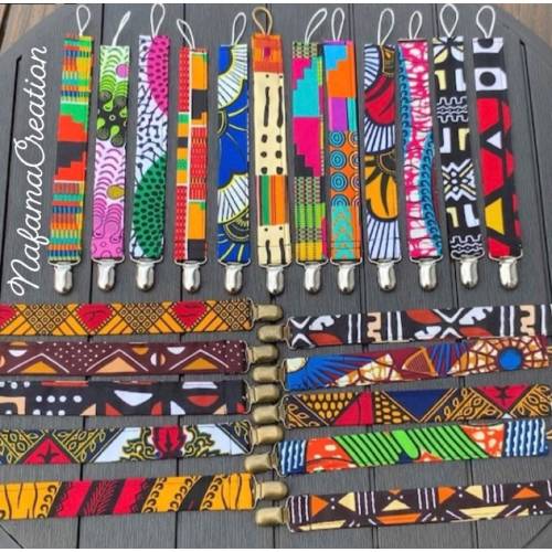 Ankara Pacifier clips /African Print pacifier clip/Bogolan Style Pacifier holder/ kente