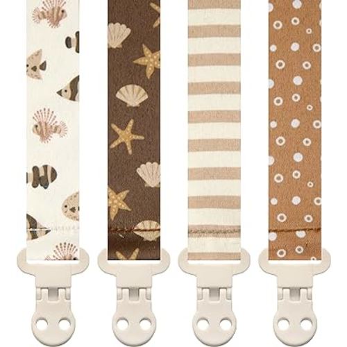 Stadela Baby Pacifier Clip Leash Soothie Holder Unisex for Girl or Boy 4 Pack Gift Set Universal Fit