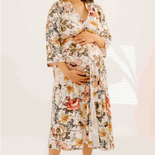 Lila Labor & Postpartum Gown in Vintage Floral