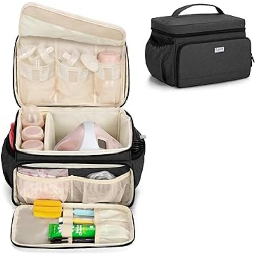 Luxja Breast Pump Bag Compatible with Spectra S1 and S2, Pumping Bag for Breast Pump and Extra Parts (Suitable for Home or Travel Use), Black (Patent Pending)