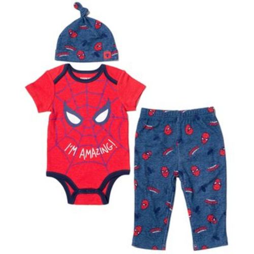 Marvel Avengers Spider-Man Newborn Baby Boys 3 Piece Outfit Set: Bodysuit Pants Hat Red / blue 3-6 Months