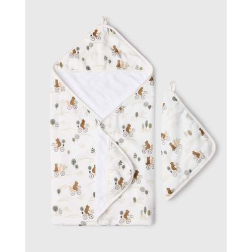 Hooded Towel Set - Bears on Bikes