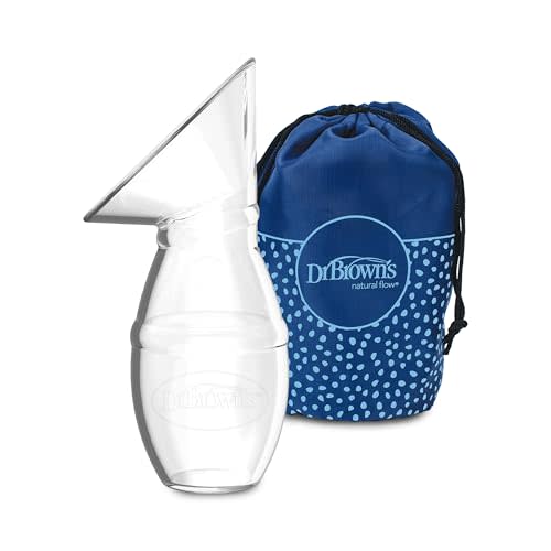 Dr. Brown's 100% Silicone One-Piece Breast Pump, Hands-Free Breast Milk Collector with Travel Lid and Travel Bag