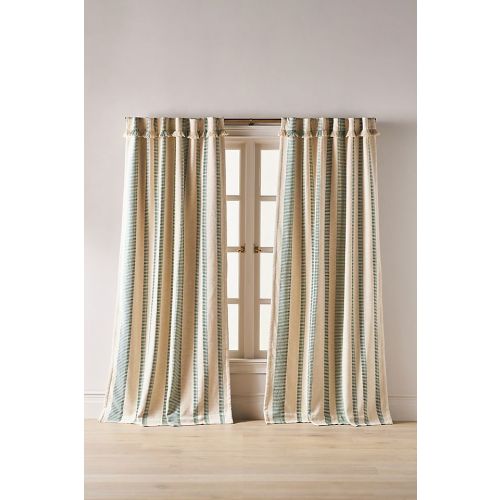 Pieced Stripe Cotton Blend Woven Blackout Curtain