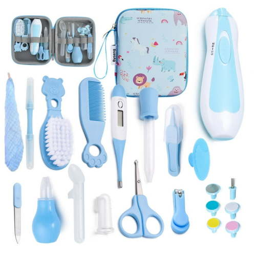 Baby Grooming Kit, Byseng 21 in 1 Nursery Care Set with Electric Nail Trimmer for Newborn Infant Baby Girls Boys - Blue