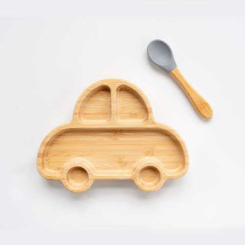 Bamboo Baby Car Plate and Spoon