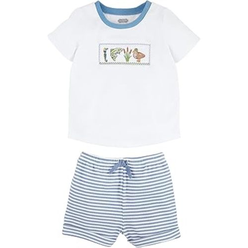 Mud Pie Children's Fishing Smocked Short Set; 12-18M