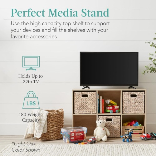6-Cube Storage Organizer, 11in Shelf Opening, Bookcase, Display Shelf, Customizable w/ 3 Removable Back Panels – Greige