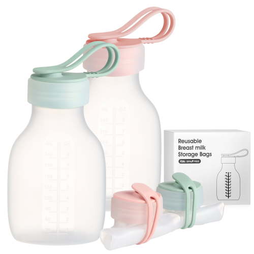 Totmizby Breast Milk Storage Bottles Collection Bottles,2-Pack,8 oz,Blue+Pink