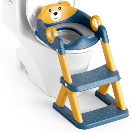 Potty Training Seat, Upgrade Toddler Toilet Seat for Kids Boys Girls, 2 in 1 Potty Training Toilet for Kids, Splash Guard Anti-Slip Pad Step Stool（Upgraded Cushion）