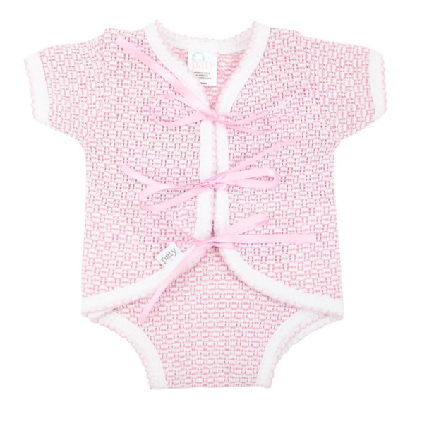 Paty Knit Ribbon Tie Onesie with Built-In Diaper Cover - PatyInc