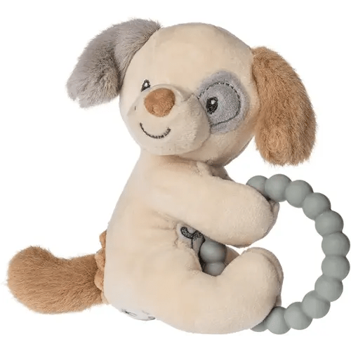 Mary Meyer Soft Baby Rattle with Soothing Teether Ring, 6-Inches, parky Puppy