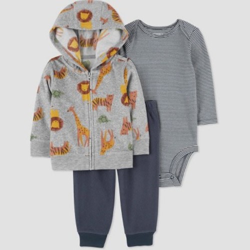 Carter's Just One You® Baby Boys' Safari Cardigan & Bodysuit - Gray, Size: Newborn