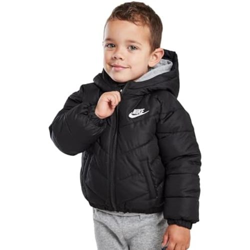 Nike Baby Infant Jacket Kids Hooded Jacket Just Do It Full Zip Padded Coat Black 86K082KOU New