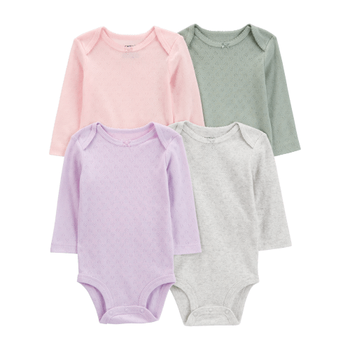 Baby 4-Piece Long-Sleeve Pointelle Bodysuits - Carter's | Carter's