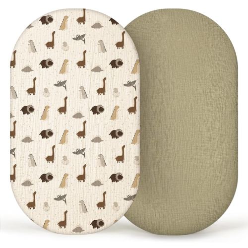 lulumoon Muslin Bassinet Sheets Baby: Cotton Bassinet Fitted Sheets for Boys and Girls - Bassinet Sheets for Oval Rectangle or Hourglass Mattress