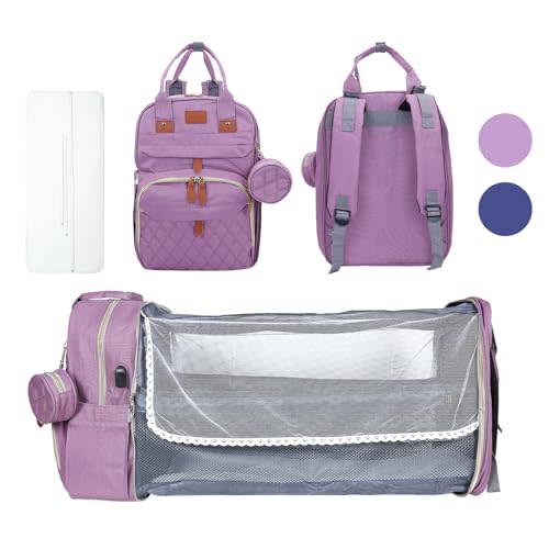 Snugglez baby diaper bag with changing station, multifunctional diaper bag for Mom and dad, Waterproof diaper bag backpack with Charging port and insulated pockets - Pink