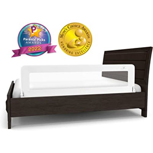 ComfyBumpy 59 inch Extra Long Toddler Bed Rails - Baby Bed Rail Guard for Kids, Twin, Full, King and Queen Beds - Adjustable Bed Rail for Toddlers - Bed Side Bedrails - White, XL (59" x 19.5")