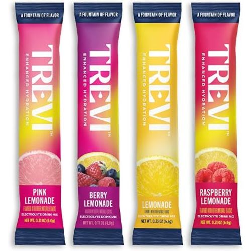 TREVI™ Everyday Sugar Free Electrolytes - Essential Drink Mix Hydration Powder Packets - 28 Count - Lemonade Variety Pack - Lemonade, Pink Lemonade, Raspberry Lemonade, Berry Lemonade