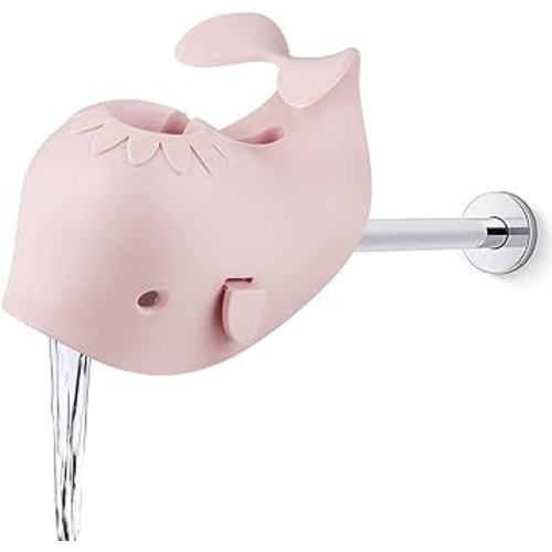 PandaEar Bath Spout Cover, Baby Bathtub Faucet Cover, Baby Shower Protector Cover for Kids Toddlers, Universal Fit -Whale (Pink)