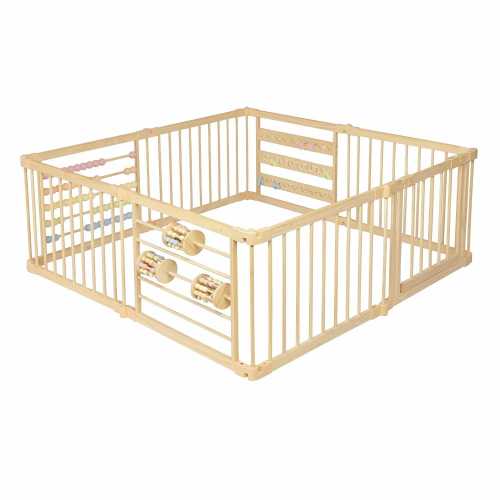 Wooden Playpen Extra Large for toddlers and babies - (8/10) Wood Playpen panels - Foldable playpen - Adjustable baby playpen -