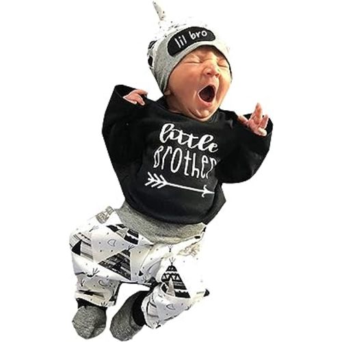 Newborn Infant Baby Clothes Long Sleeve Romper + Pants + Hat 3PCS Outfits Set