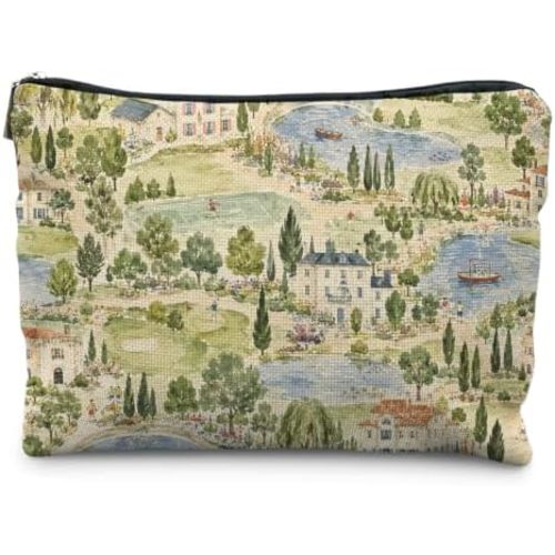 Vintage English Garden Landscape Cosmetic Makeup Bag for Women