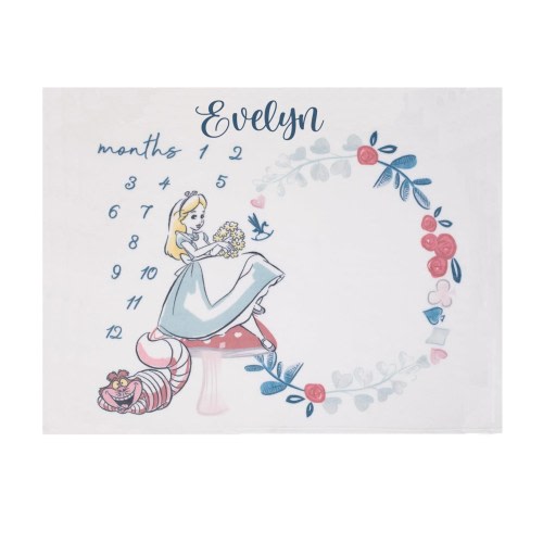 Disneyland Alice in Movie Wonderland Milestone Baby Blanket, Customized Alice Cheshire Cat Fleece Blanket, Baby Shower Gift, Keepsake Gift