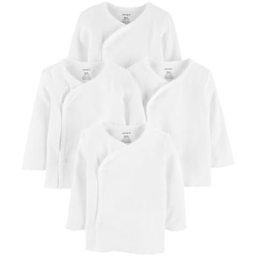 Carter's Unisex 4 Pack Long Sleeve Side Snap Mitten Cuff Shirt