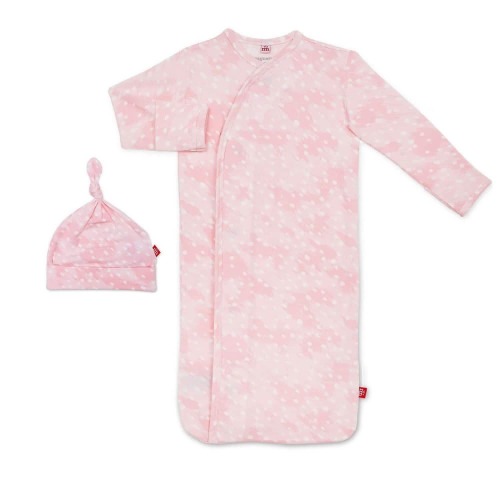 pink doeskin modal magnetic cozy sleeper gown + hat set – Magnetic Me
