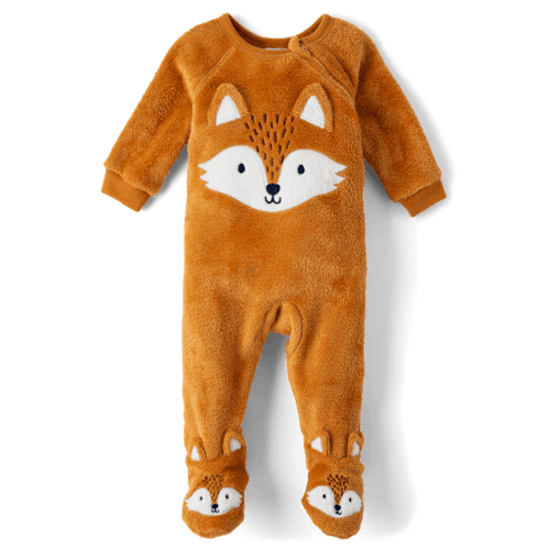 Unisex Baby And Toddler Fox Fleece Footed One Piece Pajamas - Autumn maple