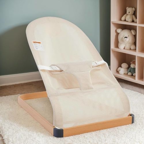 Baby Bouncer - Portable Bouncer Seat for Babies, Ergonomic Design Baby Bouncy Seats Infant with Mesh Fabric Natural Vibrations, Beige