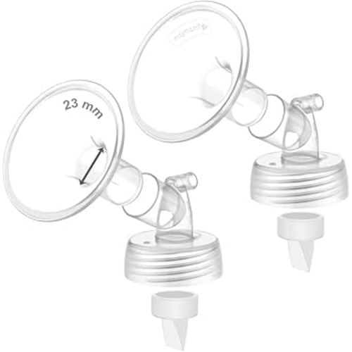 2X 23 mm Maymom Two-Piece Wide Neck Pump Parts Compatible with Spectra S1,Spectra S2 Pumps and 2 Valves; Incl Wide Mouth Flanges; Not Original Spectra Flange; (23mm Flange with Valve)