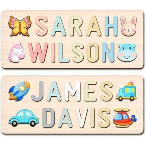 Name Puzzle for Kids Personalized, Custom Baby Boy Girl Gifts First Birthday Valentine Easter, Montessori Learning Toddler Toy Alphabet Puzzle