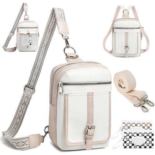 MYHOZEE Small Diaper Bag Crossbody Sling Purse for Women - 2 in 1 Leather Backpack with 2 Straps for Short Trips Work Daily