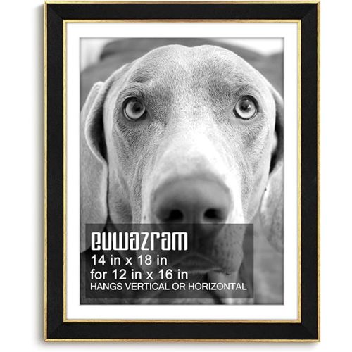 Suede 14x18 Frame - Single Frame, Christmas Elegant Black 14 x 18 Poster Frame with Mat for 12x16, 14x18 Picture Frames for Artwork, Puzzles, Photos and Movie Posters