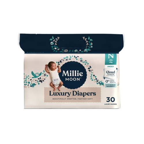 Millie Moon Luxury Diapers, Size Newborn, 30 Count