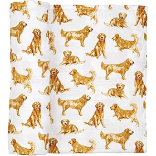 Mud Pie Golden Retriever Print Muslin Baby Swaddle Blanket, 47" x 47"