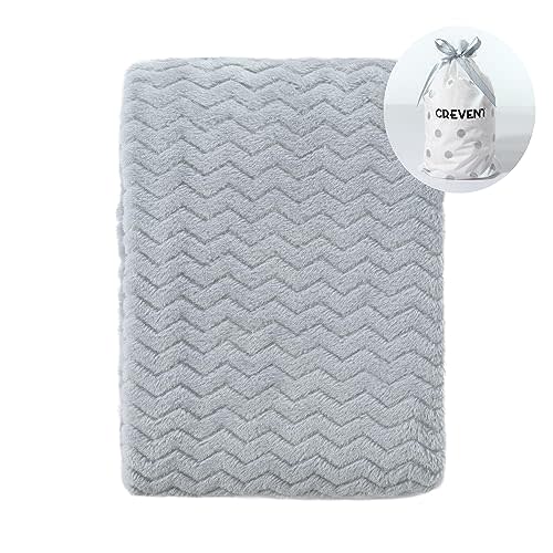 CREVENT 30''X40'' Soft Cozy Warm Baby Blankets for Boys Girls Solid Color - All Season Use - Newborn Essentials (Wave Grey)