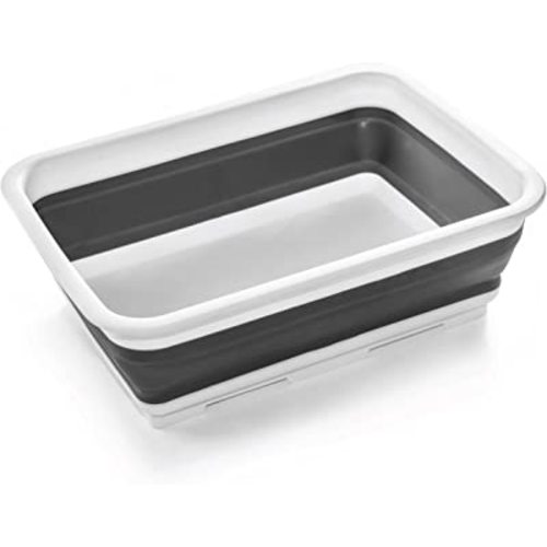 BINO Collapsible Wash Basin - White | Portable Dish Tub | Kitchen | Camping | Sink | Home Essentials | Baby Travel | Folding Dish Pan for Maximum Space Saving