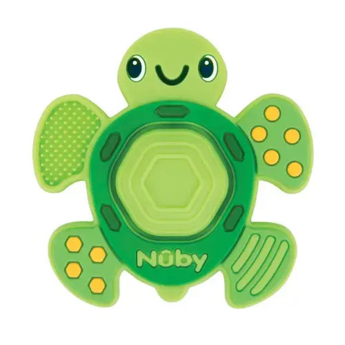 Nuby Teethe N' Pop Sensory Play Silicone Teether for Babies - Turtle Design