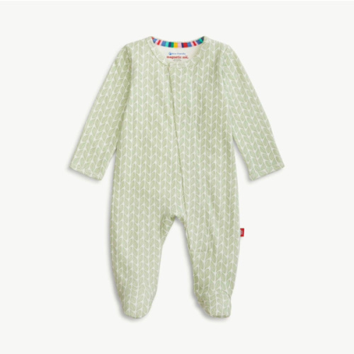 green cable leaf organic cotton magnetic parent favorite footie – Magnetic Me
