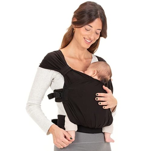 Boba Bliss Hybrid Baby Carrier Newborn to Toddler - 2-in-1 Baby Wrap & Baby Carrier - Pre-Wrapped Baby Sling Wrap Newborn - Certified Hip-Healthy - Soft & Stretchy Baby Sling Carrier- 7-35 lbs (Black) - Black Bliss