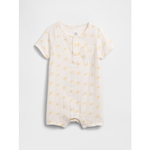 Baby Gauze Henley Romper