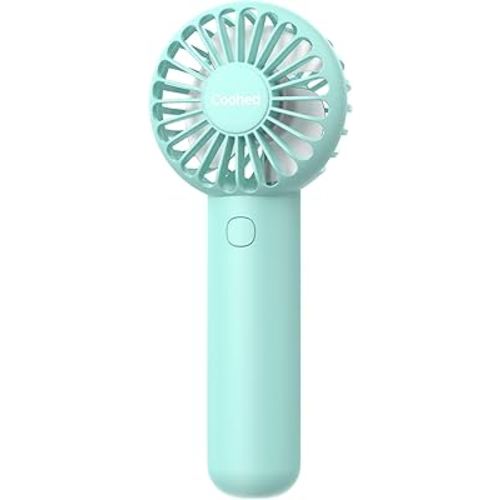 Handheld Fan Portable Mini Fan 3 Speeds Powerful Makeup Fan USB Rechargeable Battery Operated Fan Portable Small Fan with Base & Lanyard for Eyelash Travel Trip Beach Office Outdoor, Blue