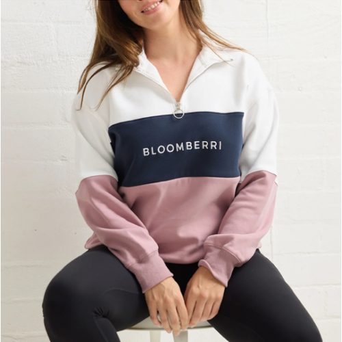 London Quarter Zip Pink, White, Navy
