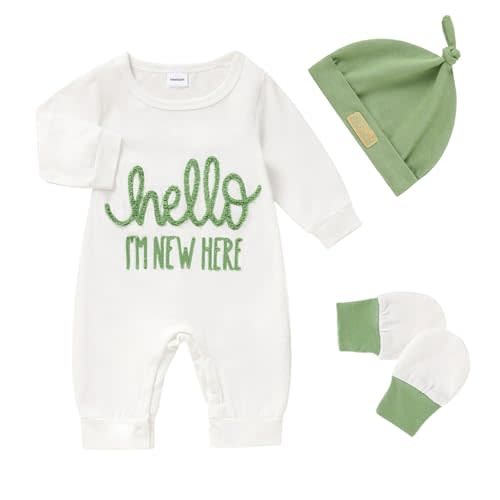 ZOELNIC Newborn Romper Baby Boy Cotton Jumpsuit New Baby Hat Gloves Romper Coming Home Clothes Outfits