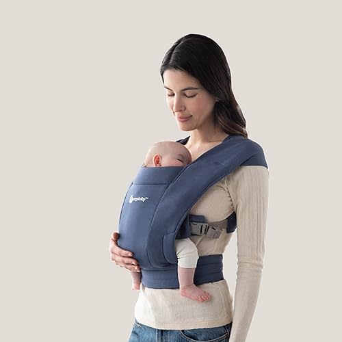 Ergobaby Embrace Cozy Newborn Essentials Baby Carrier Wrap (7-25 Pounds), Ponte Knit, Soft Navy