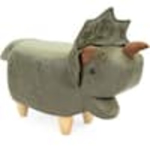 Critter Sitters Green Triceratops Dinosaur Animal Shape Ottoman CSDNOOTT-GRN